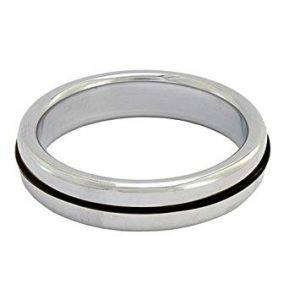 Stainless Steel Slim Cock Ring With Black Band 40 mm.